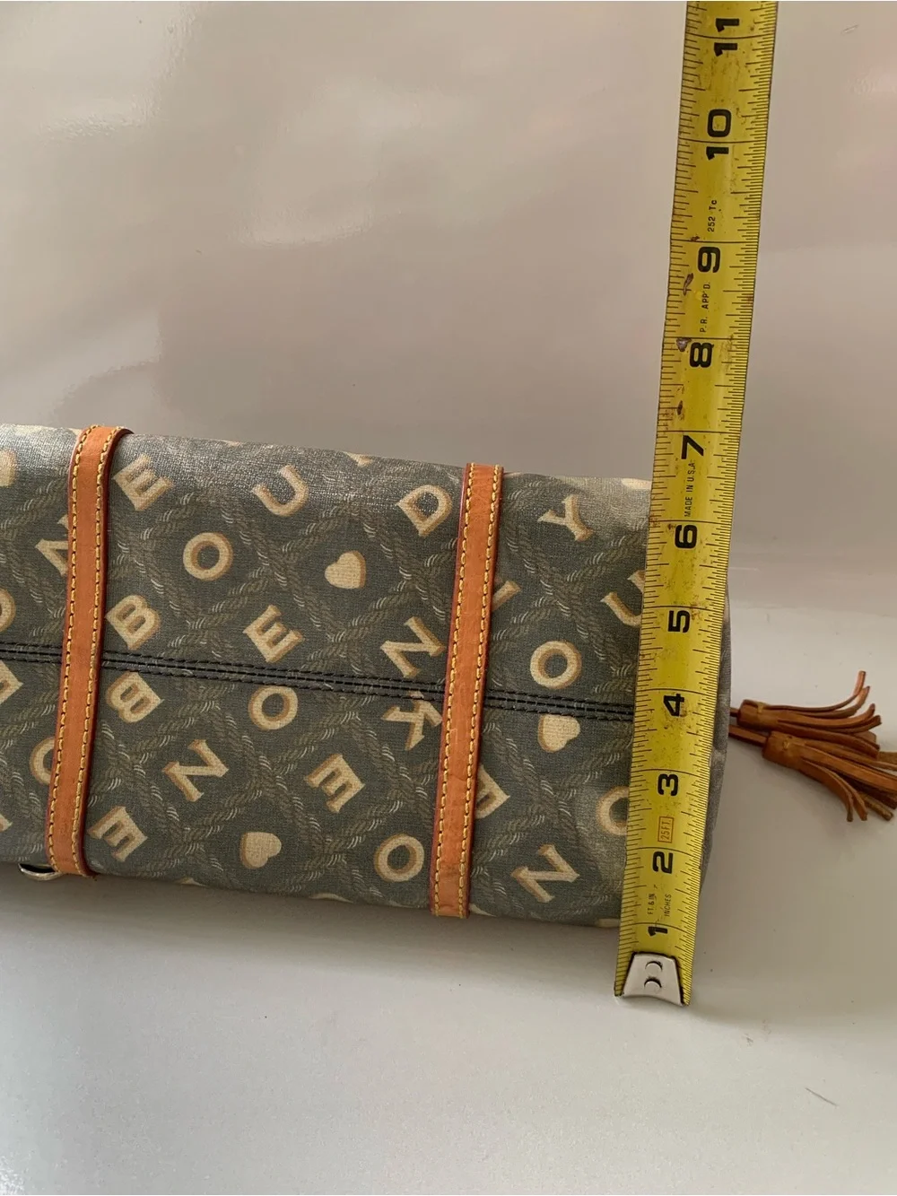 Dooney & Bourke Brown Logo Crossbody with Tan Trim